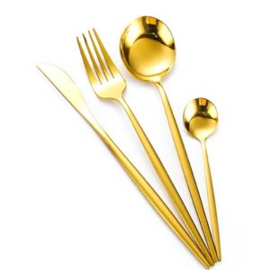 Golden Portuguese Spoon Fork Flatware Gold Cutlery Set