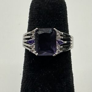 Sterling Silver Square 3ct. Amethyst & White Topaz ring