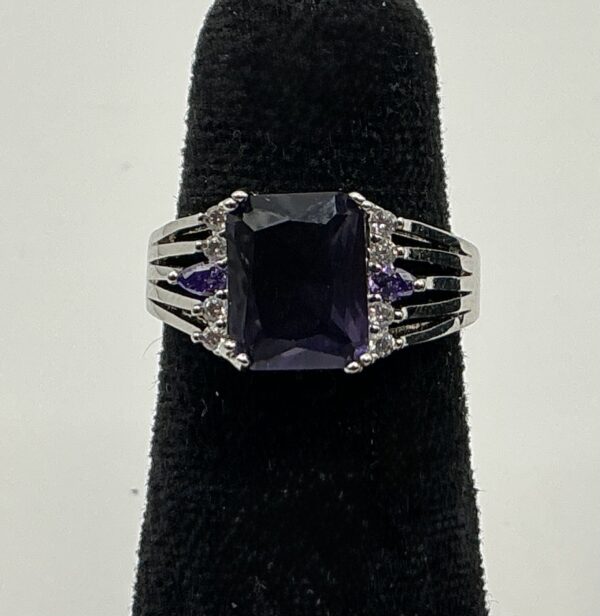 Sterling Silver Square 3ct. Amethyst & White Topaz ring