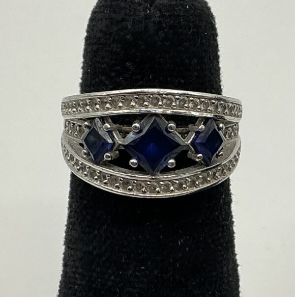 Sterling Silver Synthetic Blue Sapphire Ring