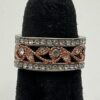 Sterling Silver Vintage Rose Gold-Tone Filigree Band Ring with Clear Stones