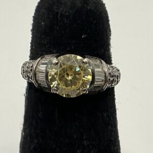 Sterling Silver Yellow Citrine Cubic Zirochia Ring
