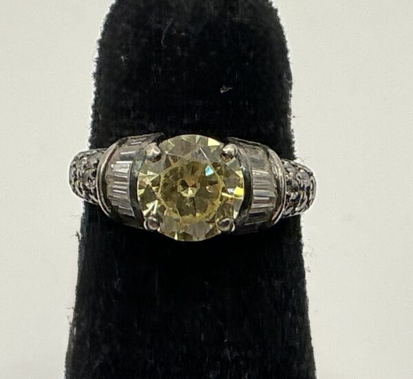 Sterling Silver Yellow Citrine Cubic Zirochia Ring