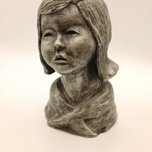 Vintage Art Pottery Female Portrait Bust with Textured Finish