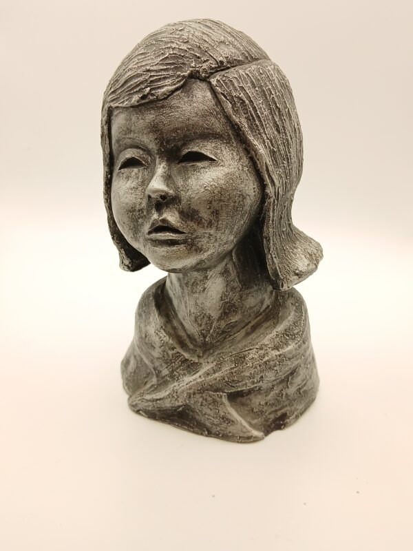 Vintage Art Pottery Female Portrait Bust with Textured Finish