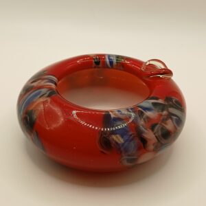 Murano-Style Hand-Blown Red Art Glass Ashtray / Bowl