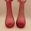 Vintage Hand-Blown Cranberry Glass Bud Vase Pair – Ruffled Rim