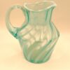 Vintage Fenton Art Glass Swirled Blue and White Pitcher with Applied Handle