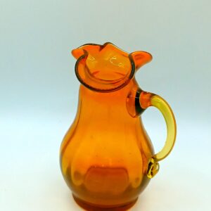 Handblown Amber Miniature Pitcher with Ruffled Rim