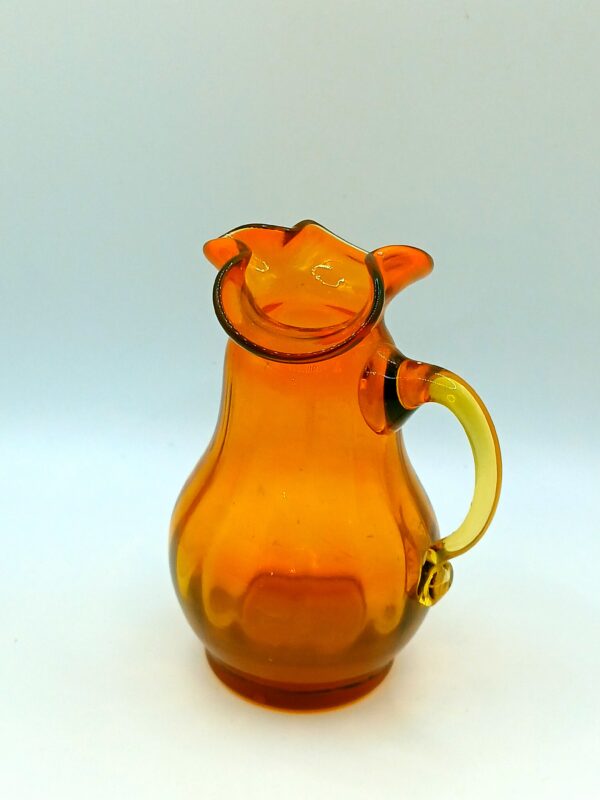 Handblown Amber Miniature Pitcher with Ruffled Rim