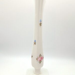 Fluted Porcelain Bud Vase with Floral Transfers