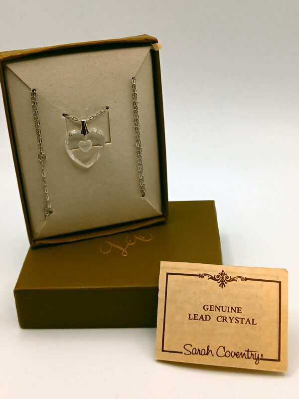 Vintage 1979 Sarah Coventry Heart Lead Crystal Necklace in Original Box