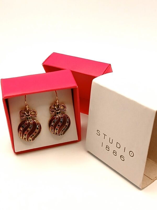 Studio 1886 Holiday Ornament Drop Earrings with Multicolor Crystals