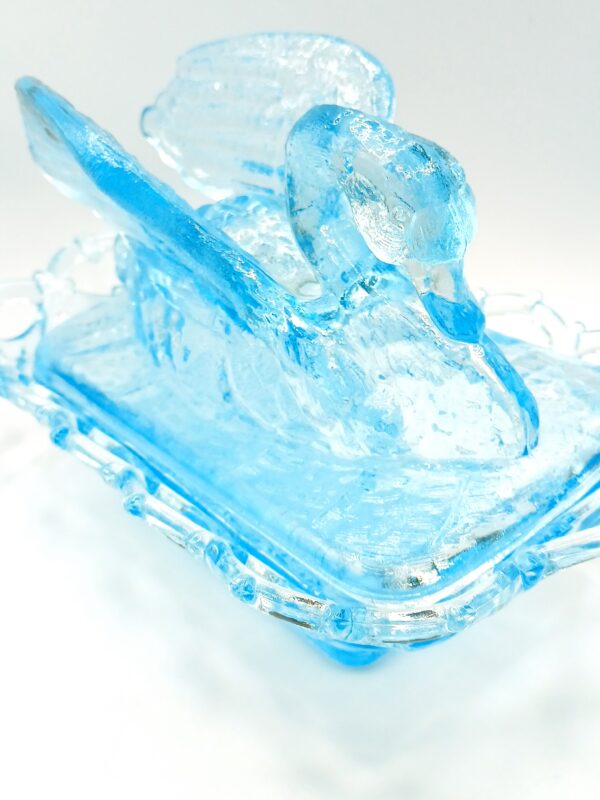 Westmoreland Blue Swan Dish | Vintage Pressed Glass Lidded Candy or Trinket Box