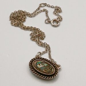 Sarah Coventry Silver-Tone Abalone Cameo Pendant Necklace