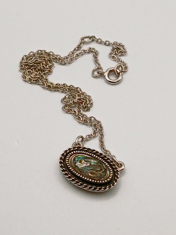 Sarah Coventry Silver-Tone Abalone Cameo Pendant Necklace