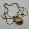 Two-Tone Magnetic Locket Necklace — Multi-Strand Chain with Gold Accents, Pearl Holder Design