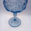 Vintage Blue Pressed Glass Daisy and Button Pattern Compote