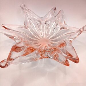 Vintage Pink Murano-Style Hand-Blown Art Glass Star Bowl