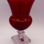 Duncan & Miller Ruby Red Flared Vase with Clear Pedestal Base