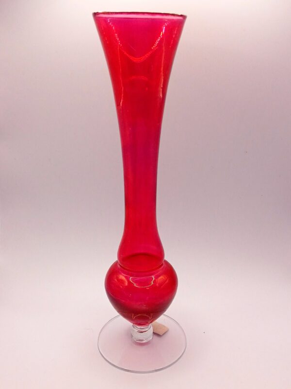 Pilgrim Cranberry Art Glass Bud Vase — Handblown in USA
