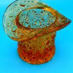 Fenton Amberina Pressed Glass Miniature Top Hat Vase with Starburst Pattern
