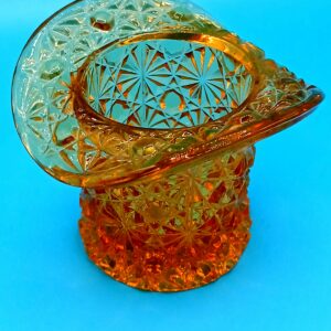 Fenton Amberina Pressed Glass Miniature Top Hat Vase with Starburst Pattern