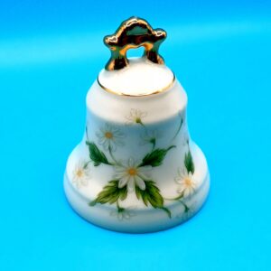 1990 Lefton China Handpainted Daisy Porcelain Bell — Vintage Floral Collectible