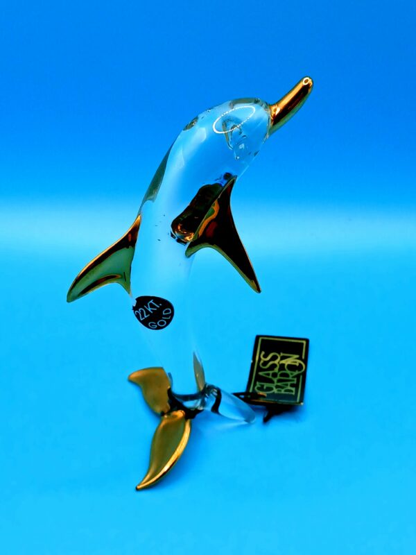 Glass Baron Gold Accented Dolphin Figurine