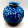 Handcrafted Vietnamese Blue Glazed Ceramic Vase