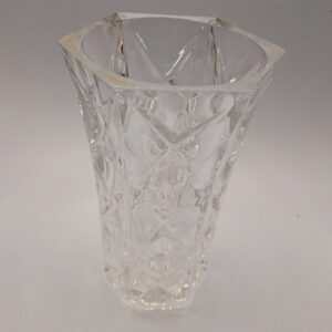 Vintage Clear Cut Glass Vase with Star Pattern