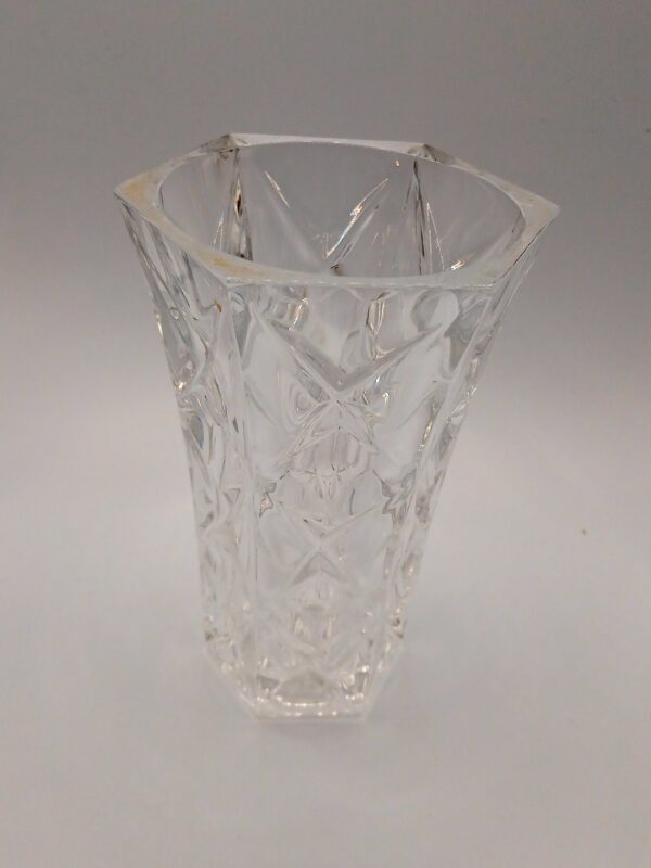 Vintage Clear Cut Glass Vase with Star Pattern