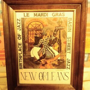Framed New Orleans Mardi Gras Jazz Print by E. Preston (1987)