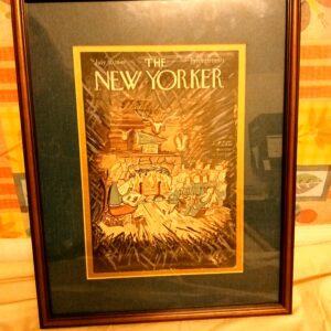 Framed 1949 New Yorker Magazine Cover – July 30th Issue, Rustic Campfire Scene