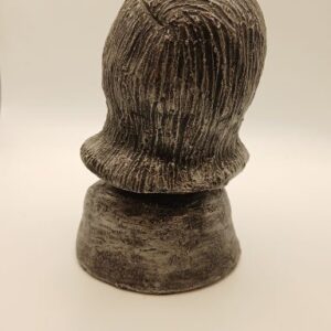 Clay Sculpted Head with Carved Base