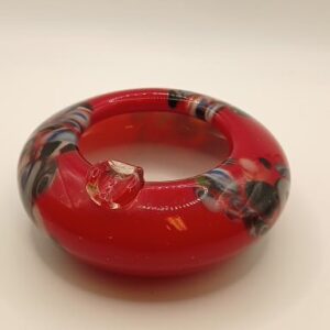 Vintage Red & White Cased Glass Ashtray/Incense Holder