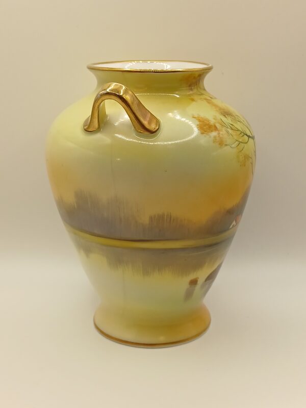 Hand-Painted Vintage Vase with Golden Handles - Image 6
