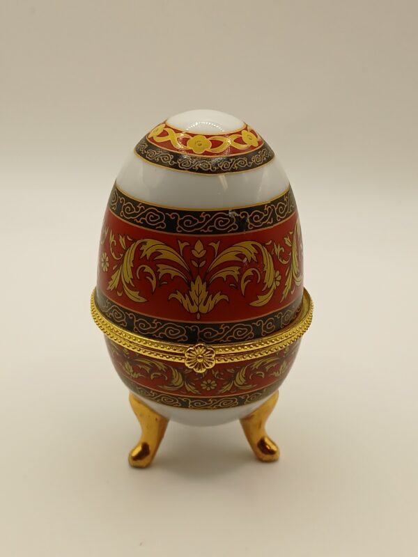 Decorative Porcelain Eggs with Red and Gold Detailing - Image 9