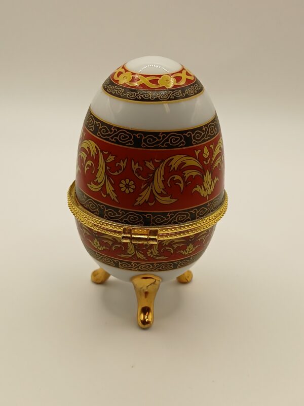 Decorative Porcelain Eggs with Red and Gold Detailing - Image 7