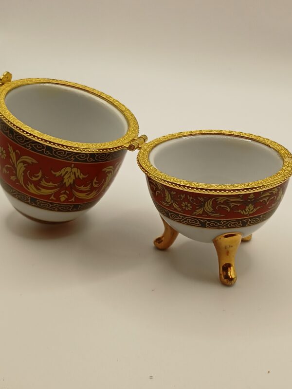Decorative Porcelain Eggs with Red and Gold Detailing - Image 2