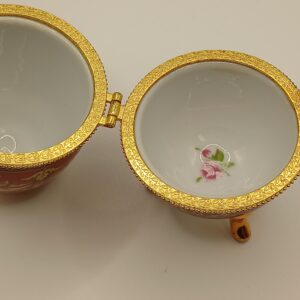 Decorative Porcelain Eggs with Red and Gold Detailing