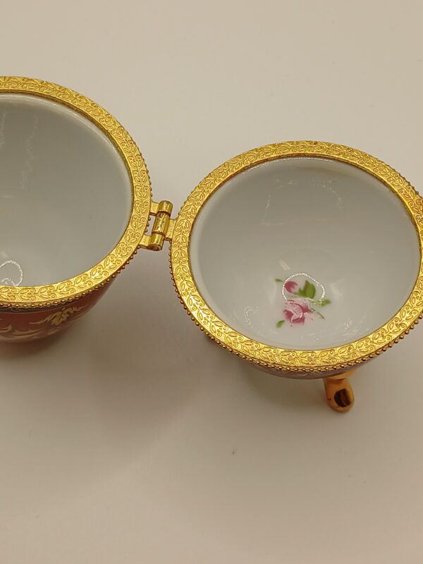 Decorative Porcelain Eggs with Red and Gold Detailing