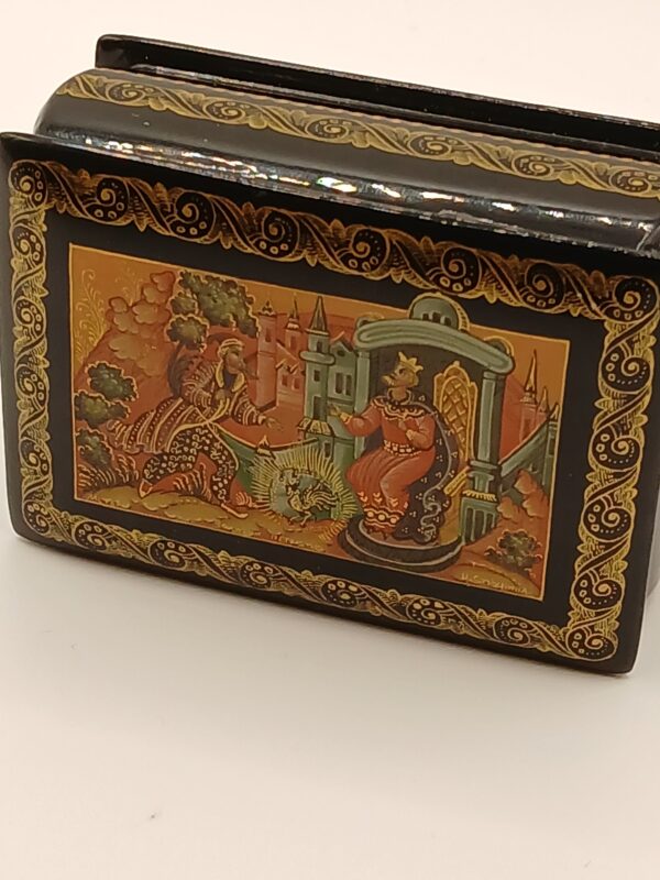 Small Russian Wooden Box with Decorative Imagery - Image 9
