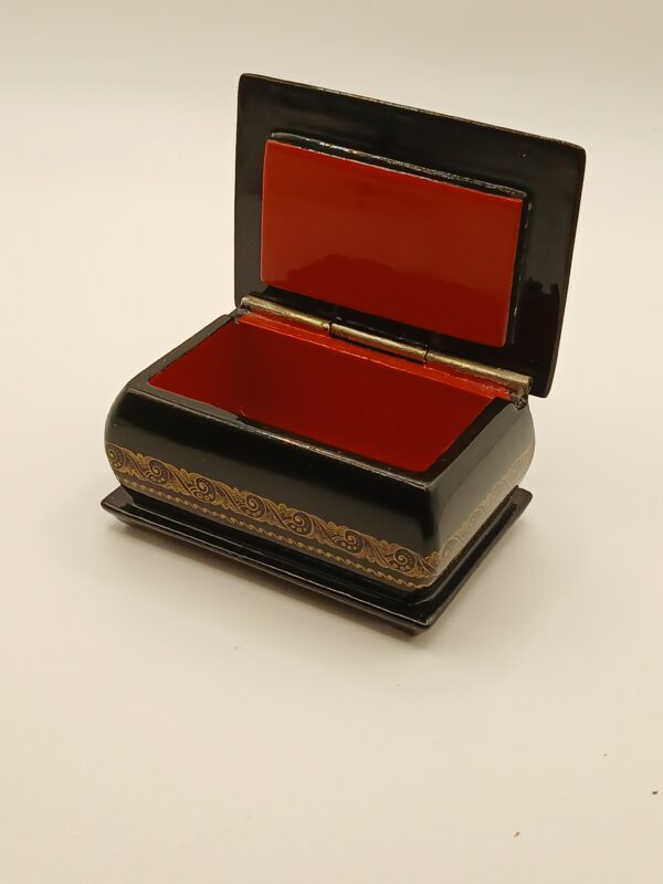 Small Russian Wooden Box with Decorative Imagery - Image 5