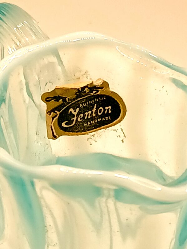 Small Vintage Aqua Swirl Glass Pitcher - Image 4