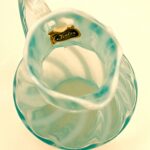 Small Vintage Aqua Swirl Glass Pitcher