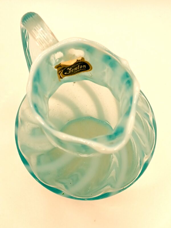 Small Vintage Aqua Swirl Glass Pitcher