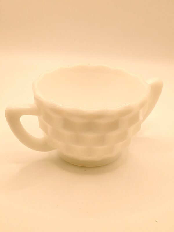 Vintage Milk Glass Creamer & Sugar Set (Cube Pattern) - Image 4