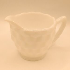 Vintage Milk Glass Creamer & Sugar Set (Cube Pattern)
