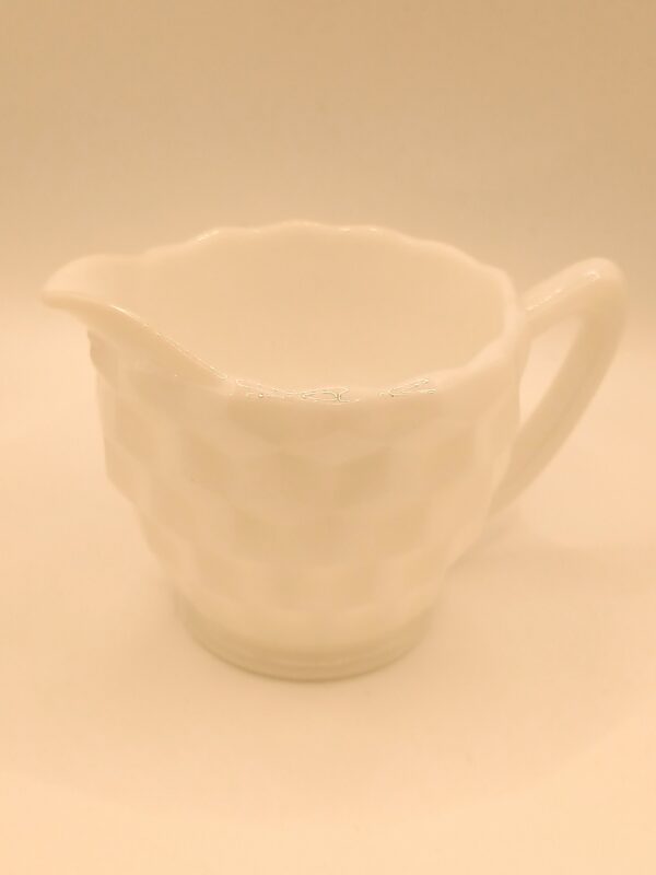 Vintage Milk Glass Creamer & Sugar Set (Cube Pattern)